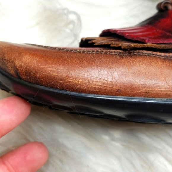 Sesto Meucci Brown Two Tone Kiltie Colorblock Driving  Loafer 8.5N narrow - Picture 9 of 15